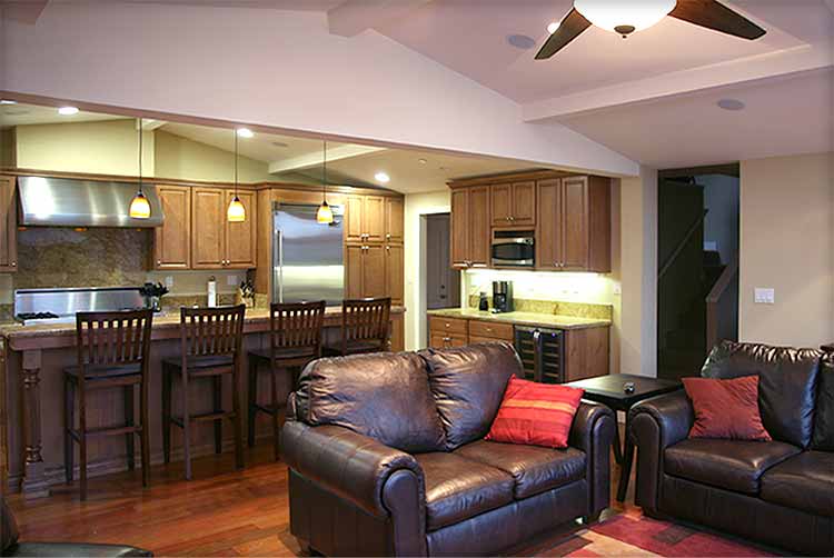 Kitchen and family room