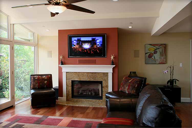 Family room with fireplace