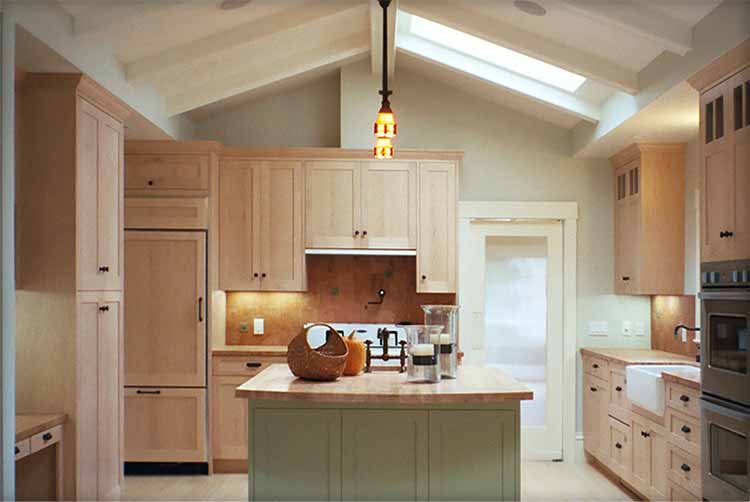 Kitchen with cathedral ceiling